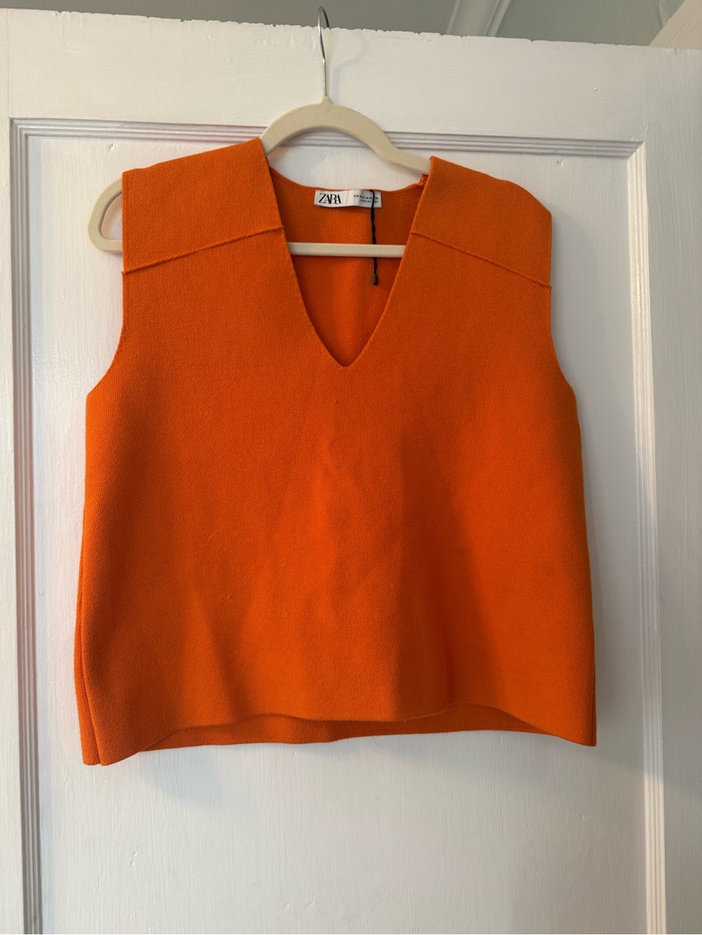 Zara Bright Orange V-Neck Sleeveless Tank